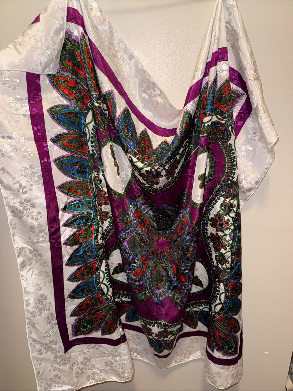 Purple Paisley Print Women's Silk-Look Top